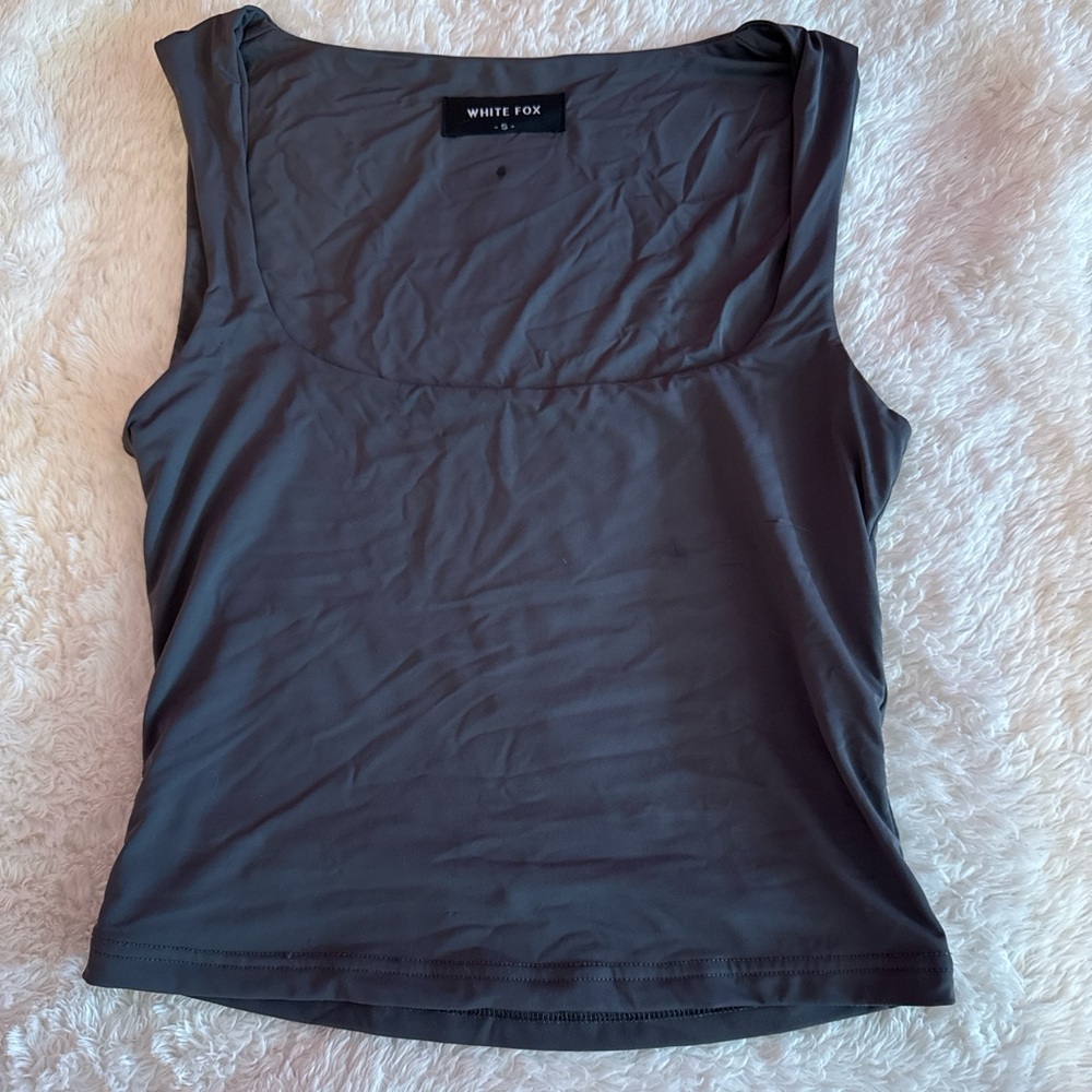 White Fox Charcoal Tank Top